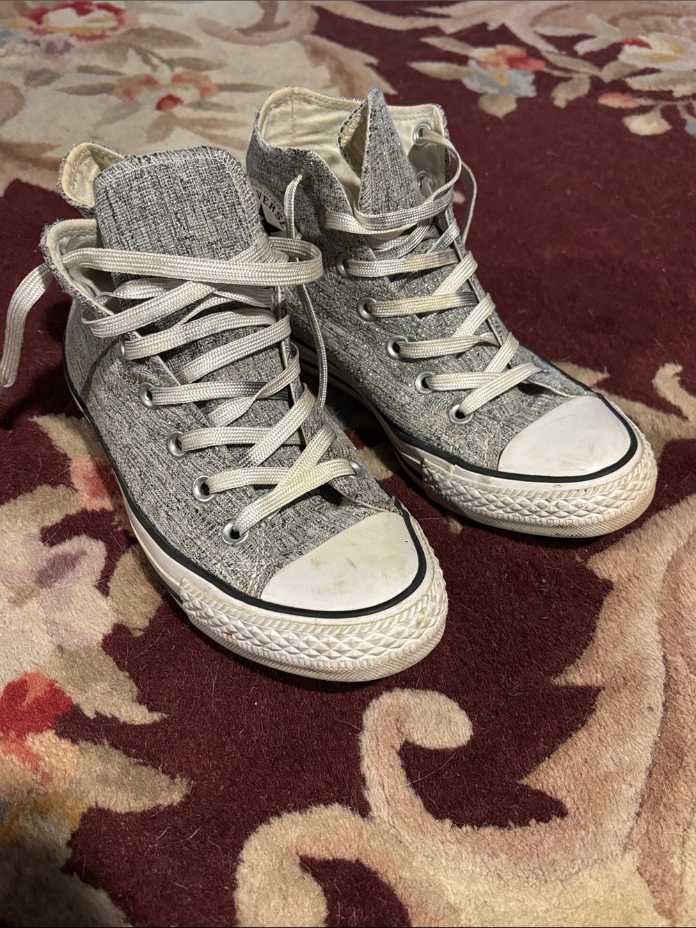 Converse Sparkly Heather Gray High-Top Sneakers